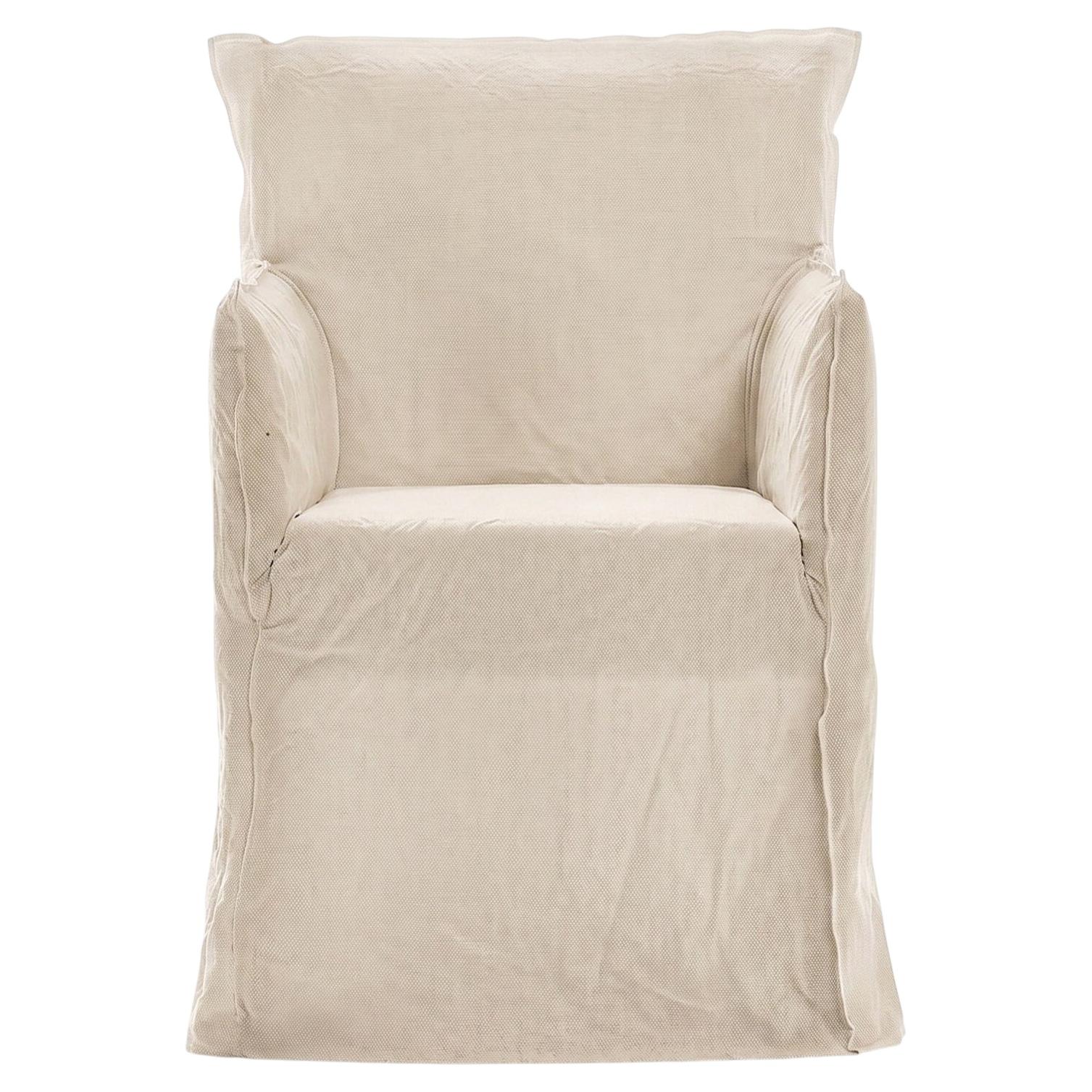 Gervasoni Ghost 25 - Chaise tapissée avec accoudoirs - Stone