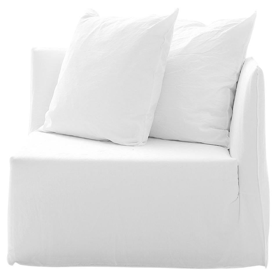 Gervasoni Ghost 27 Modular End Element in White Linen Upholstery by Paola Navone For Sale
