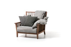 Gervasoni Gray 01 Lounge Chair in Walnut with Rye Upholstery by Paola Navone