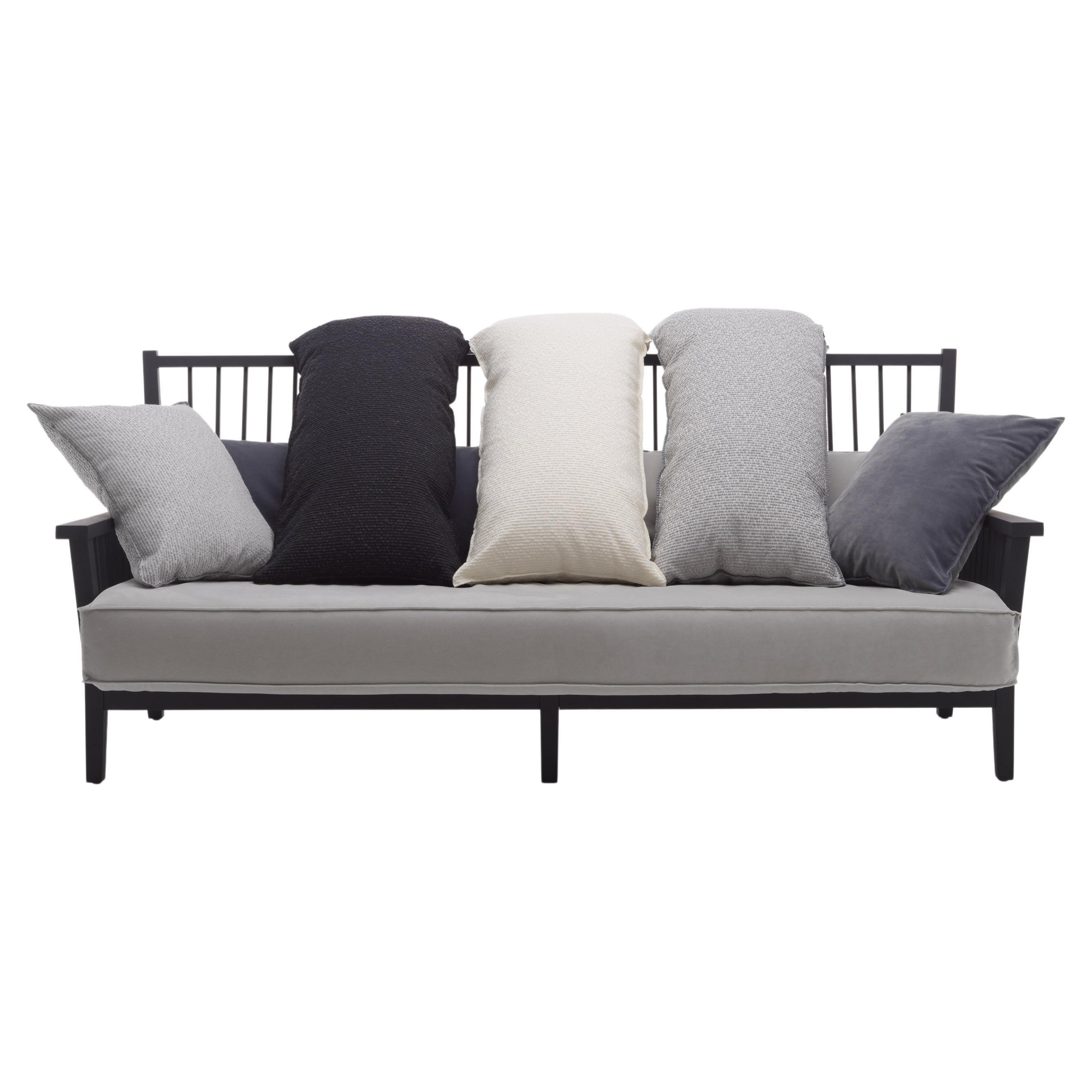 Gervasoni Gray 03 Sofa in Black Lacquered Oak & Fog Upholstery by Paola Navone