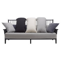Gervasoni Gray 03 Sofa in Black Lacquered Oak & Fog Upholstery by Paola Navone