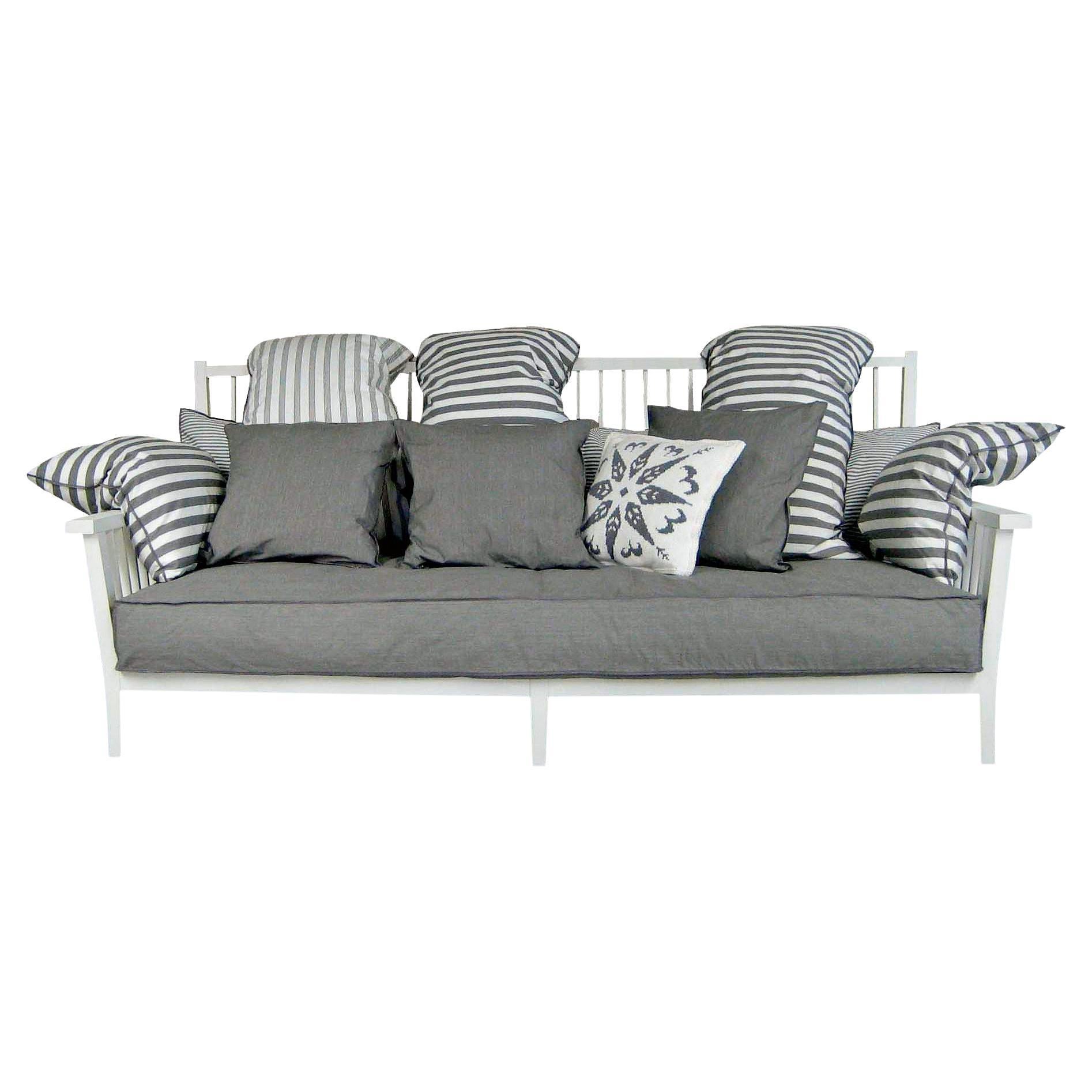 Gervasoni Gray 03 Sofa in White Lacquered Oak & Mouse Upholstery by Paola Navone For Sale