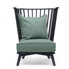 Gervasoni Gray 06 High back armchair design Paola Navone Mint/Charcoal