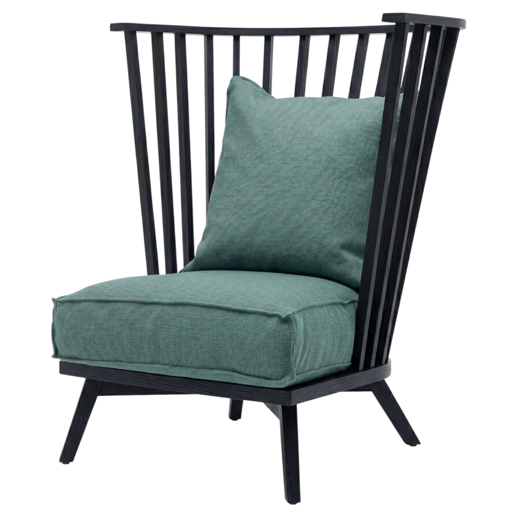 Gervasoni Gray 06 High back armchair design Paola Navone Mint/Charcoal