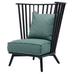 Gervasoni Gray 06 High back armchair design Paola Navone Mint/Charcoal