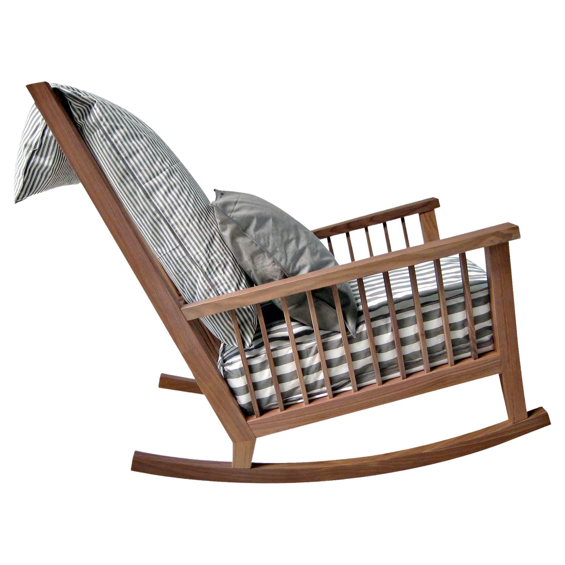 Sedia a dondolo Gervasoni Gray 09 in noce e tappezzeria Berlin di Paola Navone in vendita