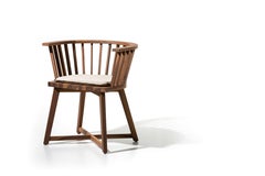 Gervasoni Gray 24 Chair in Walnut with Rice Upholstery Cushion by Paola Navone