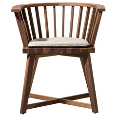 Gervasoni Gray 24 Chair in Walnut with Rice Upholstery Cushion by Paola Navone