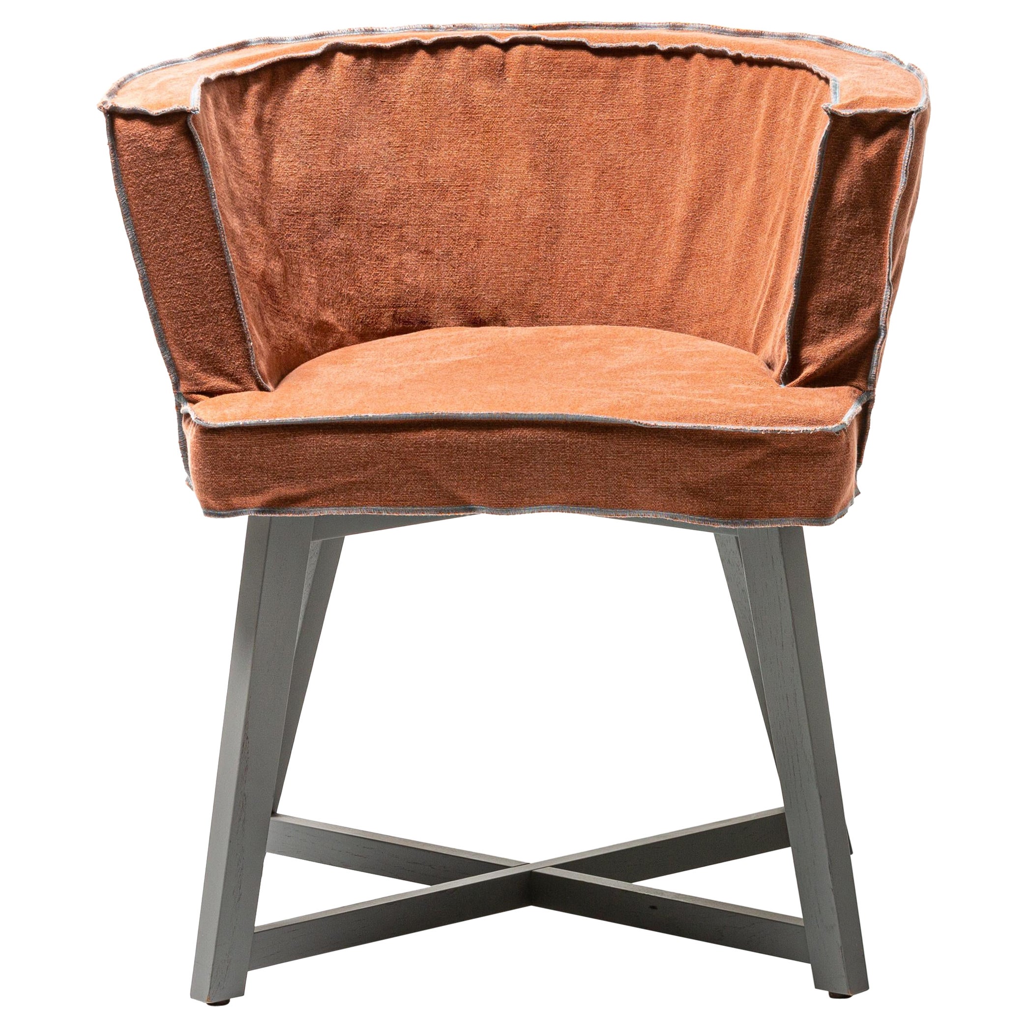 Poltrona Gervasoni Gray 26 con gambe in Oak Oak grigio e tappezzeria Hopper, Paola Navone