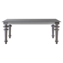 Mesa Gervasoni Gris 34 con Base de Piedra y Tapa de Placa de Hierro Encerado by Paola Navone