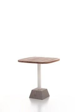 Gervasoni Inout 137 Table in Natural Teak Slats Top & Matt White Aluminium Base