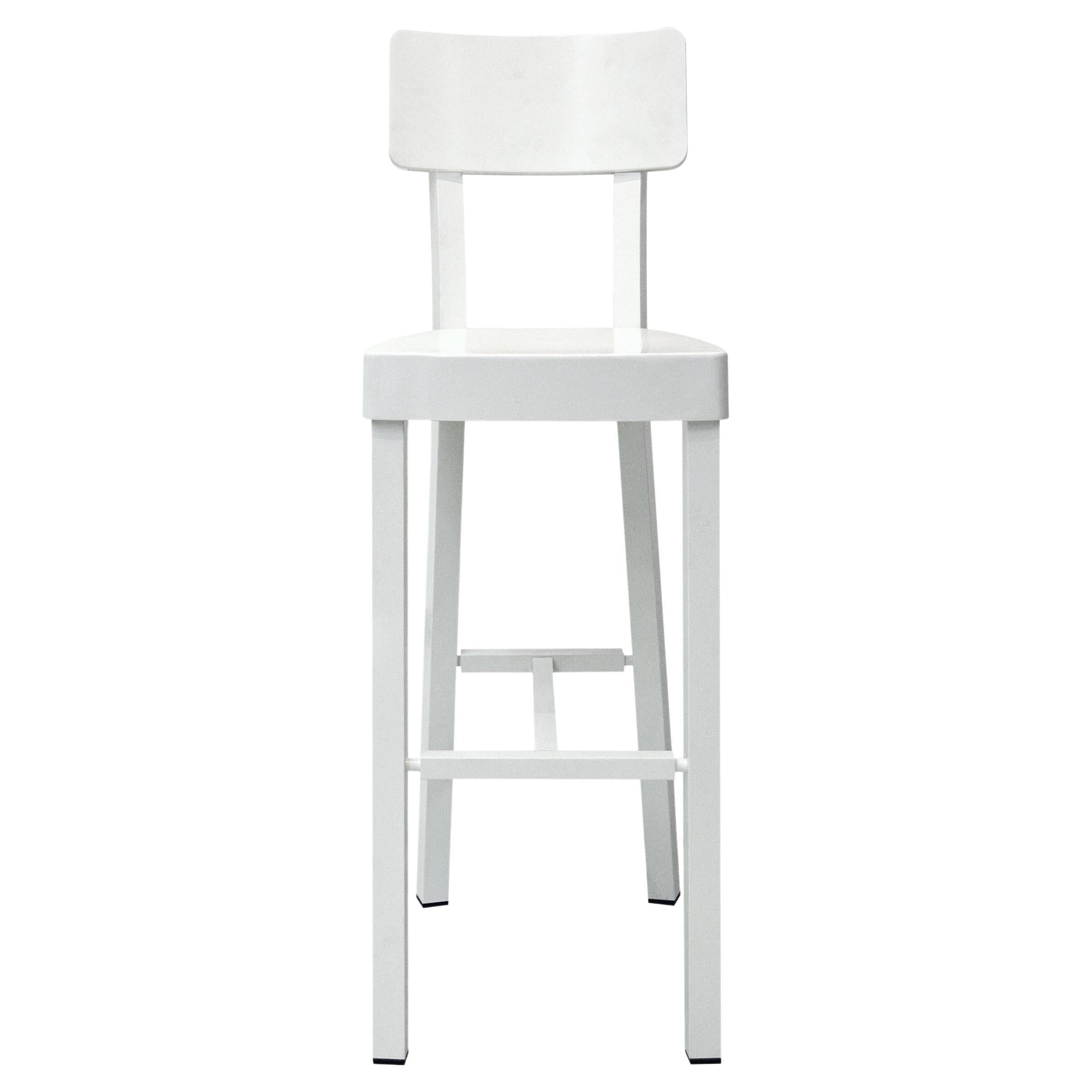 Gervasoni Inout 28 Barstool in Glossy White Lacquered Aluminum by Paola Navone For Sale