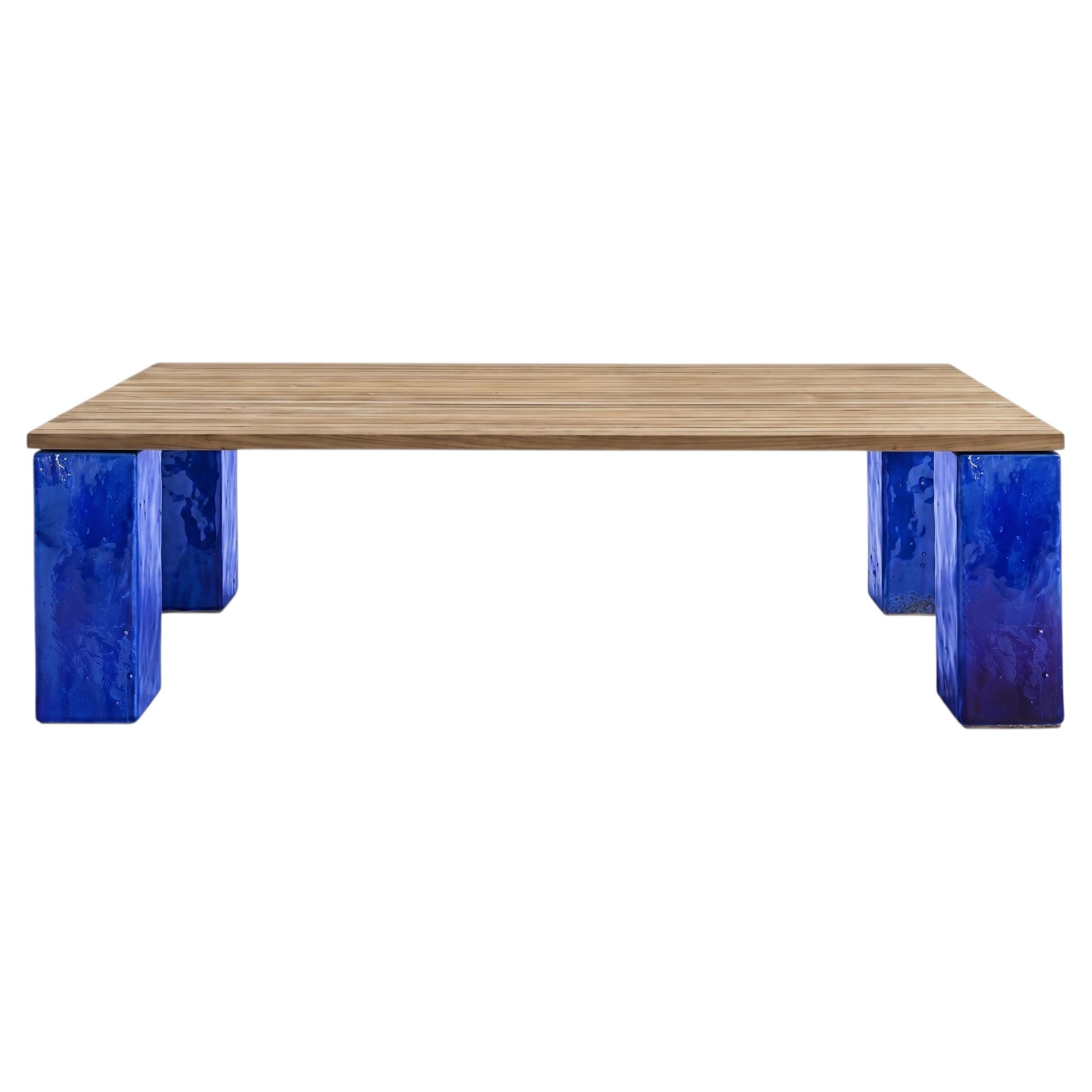Gervasoni Inout 33 Mesa de Comedor por Paola Navone - Teca Top - Azul W250cm 98.4in