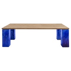 Gervasoni Inout 33 Dining Table by Paola Navone – Teak Top - Blue W250cm 98.4in