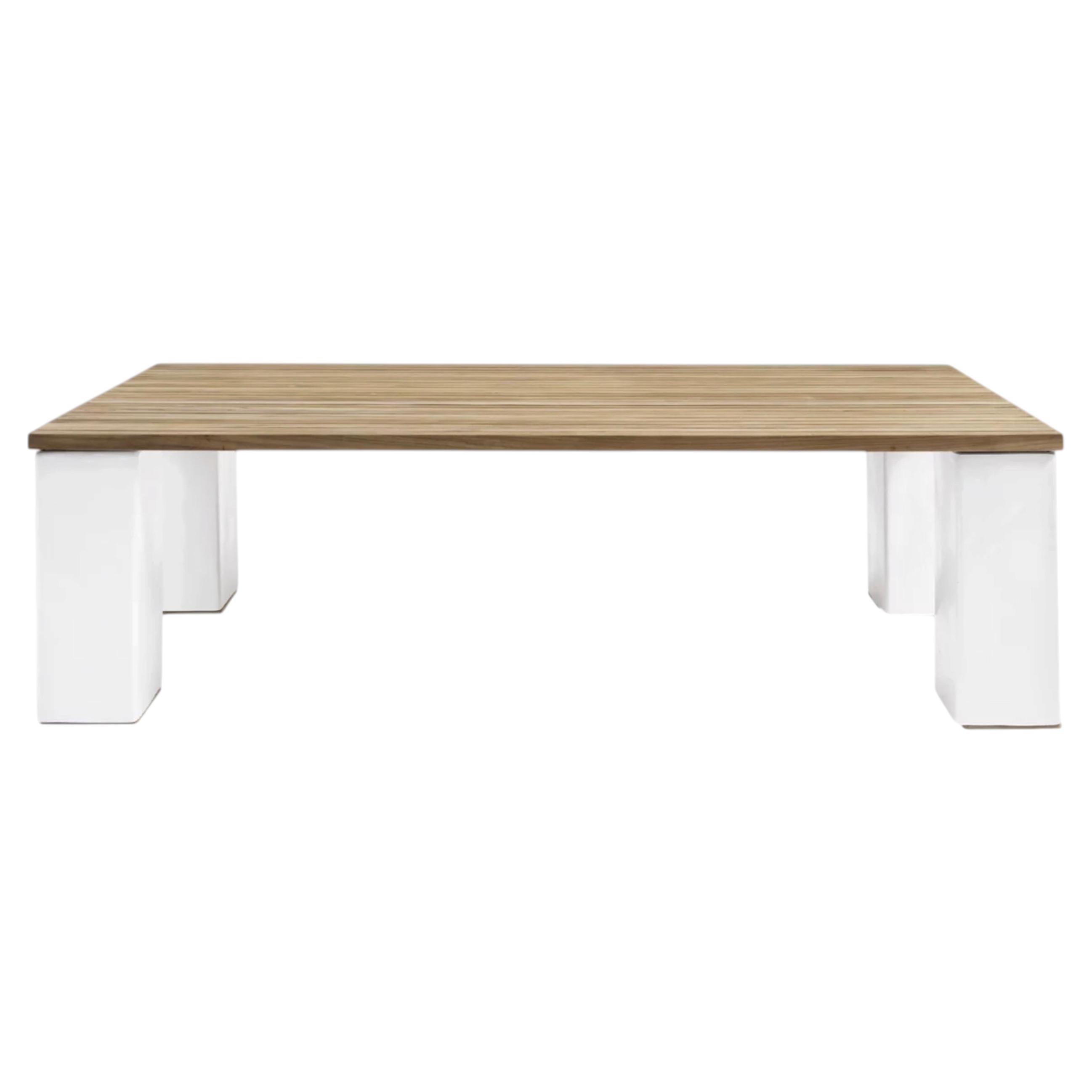 Gervasoni Inout 33 Dining Table by Paola Navone - Teak Top - White W250cm 98.4in