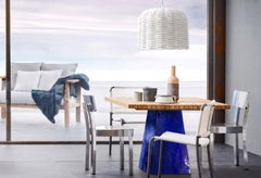 Gervasoni Inout 35 Square Dining Table by Paola Navone - Teak Top - Blue