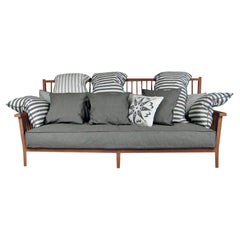 Gervasoni Inout 703 Sofa in Mouse Upholstery with Oiled Iroko by Paola Navone