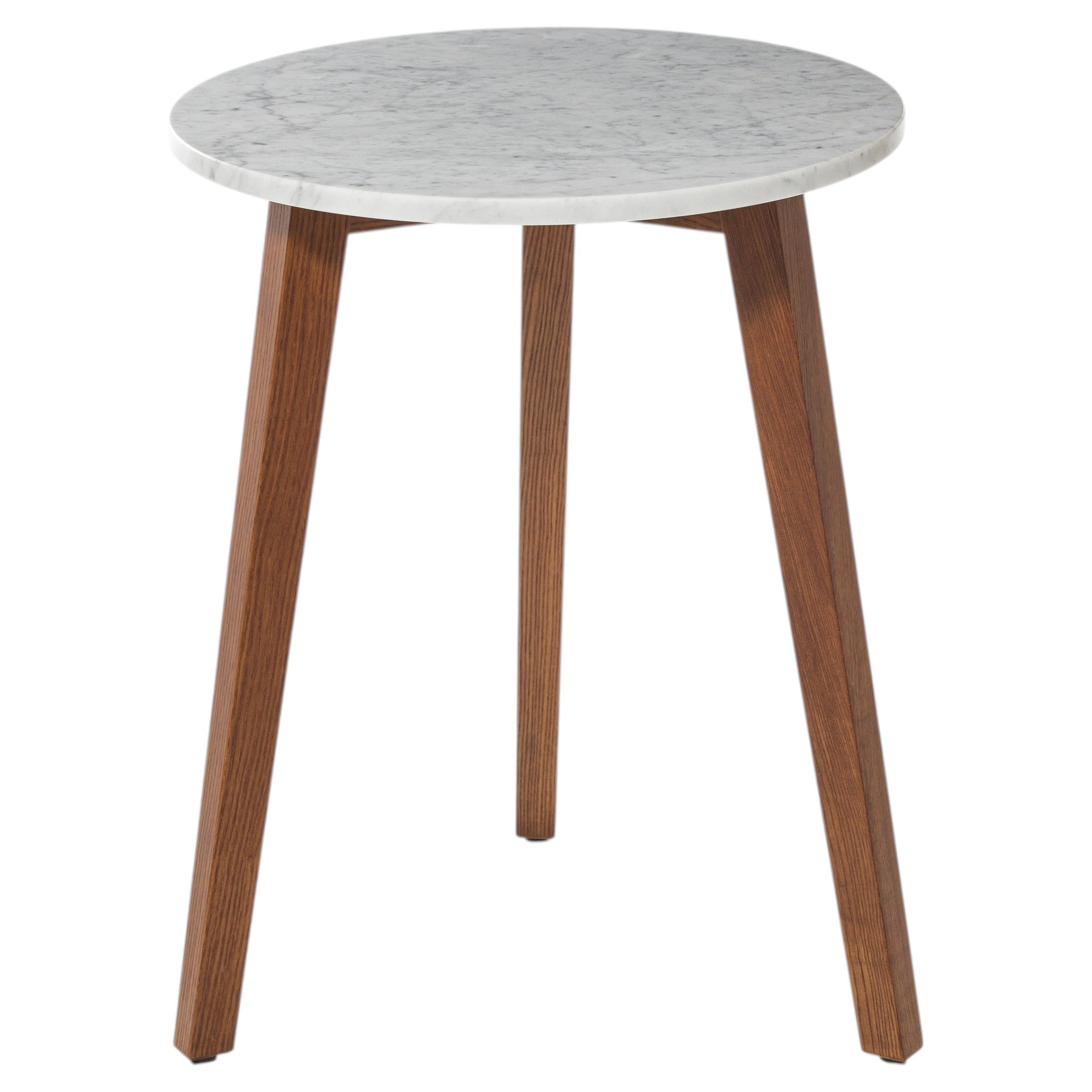 Gervasoni Inout 744 Round coffee table in oiled Iroko and Carrara marble top For Sale