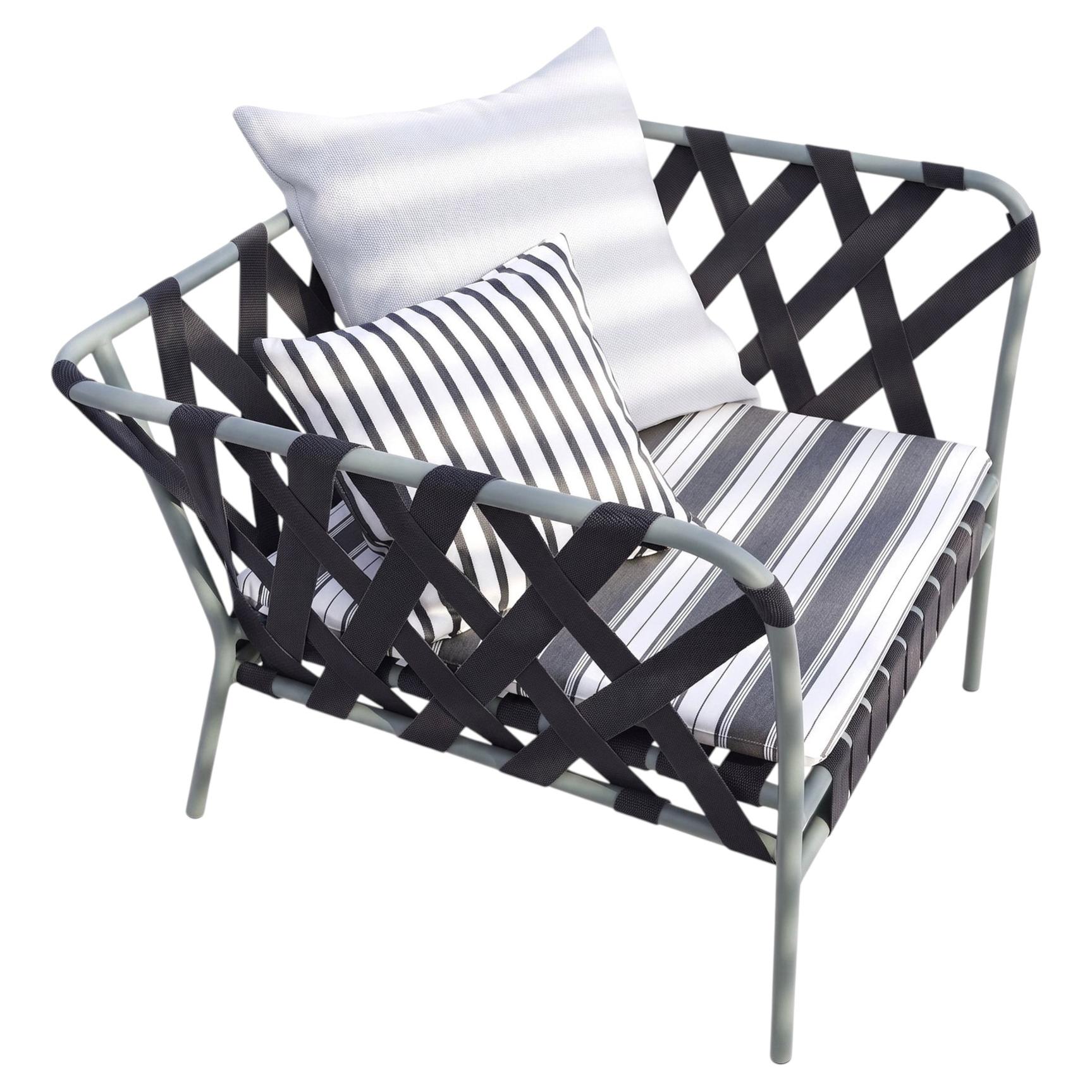 Gervasoni Inout 851 Armchair design Paola Navone Aluminium with elastic weaving For Sale