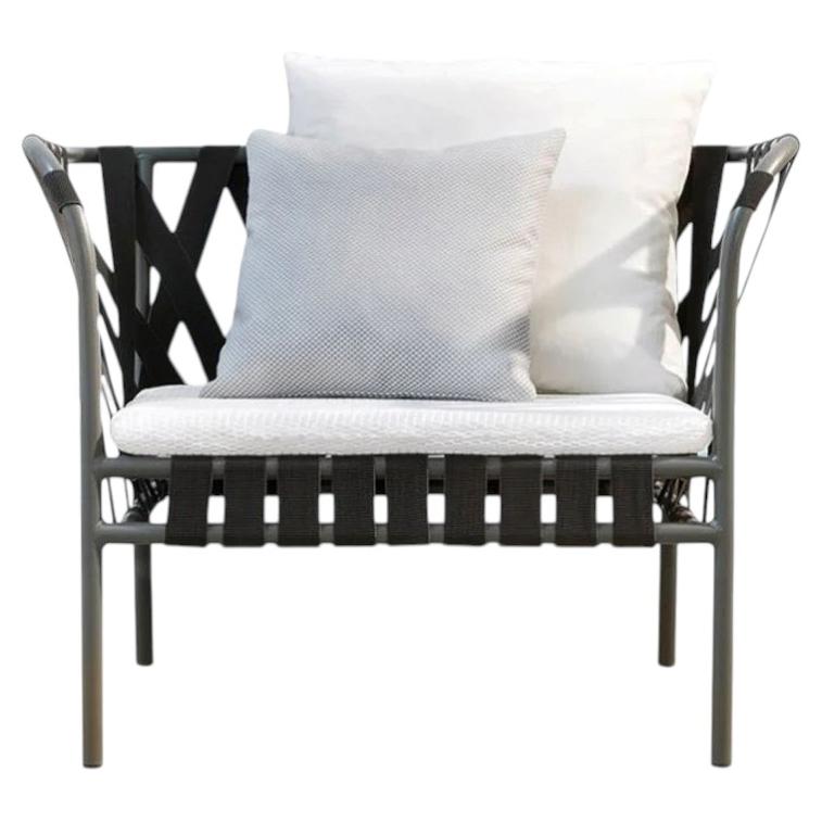 Gervasoni Inout 851 Sessel Design Paola Navone Aluminium mit elastischem Geflecht im Angebot