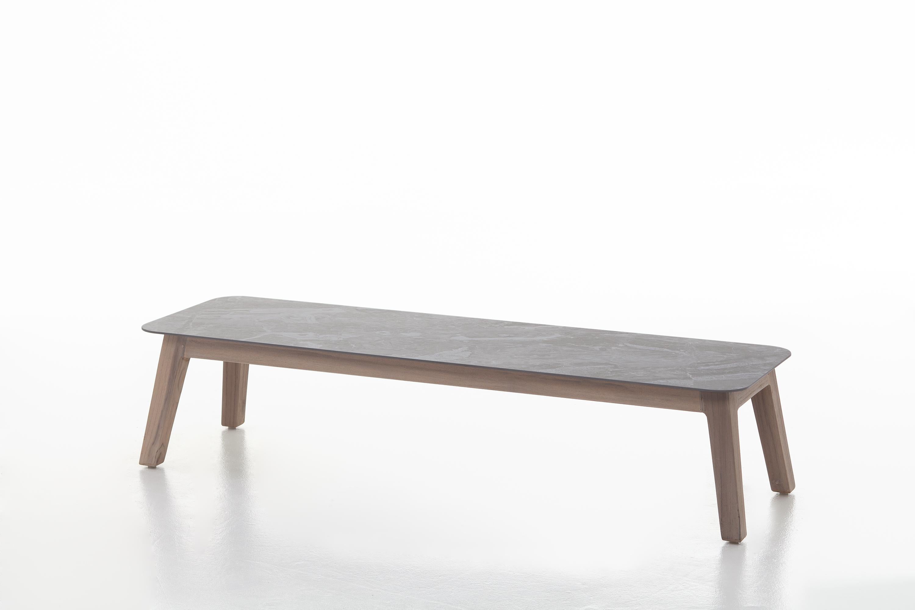 Italian Gervasoni Inout 867 Coffee Table in Grey Porcelain Stoneware Top and Washed Teak For Sale
