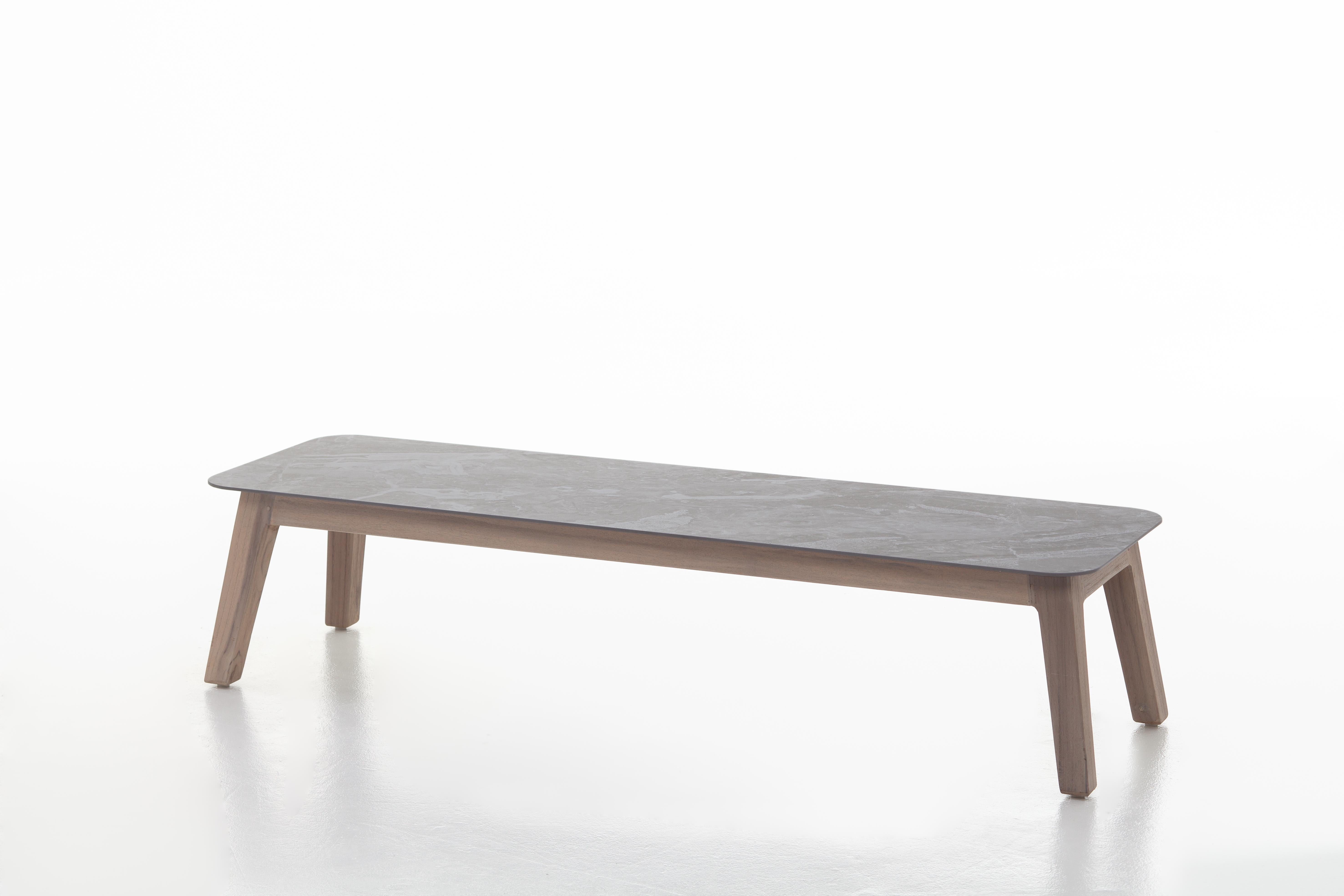 Gervasoni Inout 867 Coffee Table in Grey Porcelain Stoneware Top and Washed Teak In New Condition For Sale In Brooklyn, NY