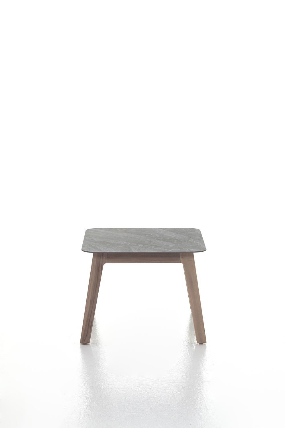Modern Gervasoni Inout 868 Coffee Table in Grey Porcelain Stoneware Top and Washed Teak For Sale