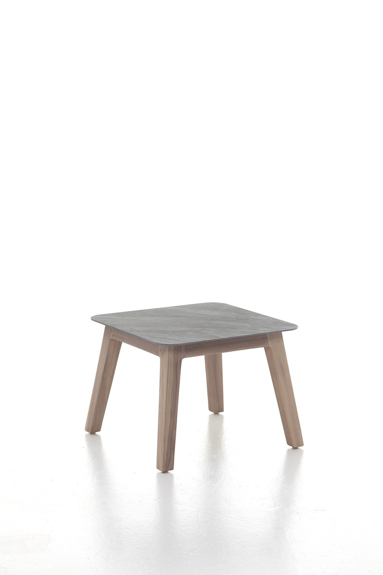 Italian Gervasoni Inout 868 Coffee Table in Grey Porcelain Stoneware Top and Washed Teak For Sale
