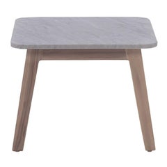 Gervasoni Inout 868 Coffee Table in White Carrara Marble Top & Washed Teak Frame