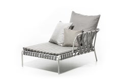 Gervasoni Inout Chaise Longue in Lisboa 04 Upholstery with Matt White Aluminium