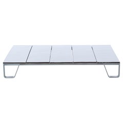 Gervasoni Inout Coffee Table in White Lava Stone Slats Top with Matt White Frame