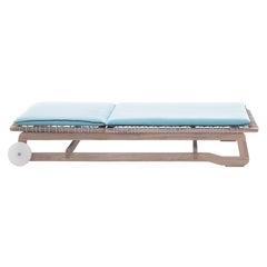 Cama de Día Gervasoni Inout en Tapicería Capri 07 con Estructura de Teca Lavada con Tejido