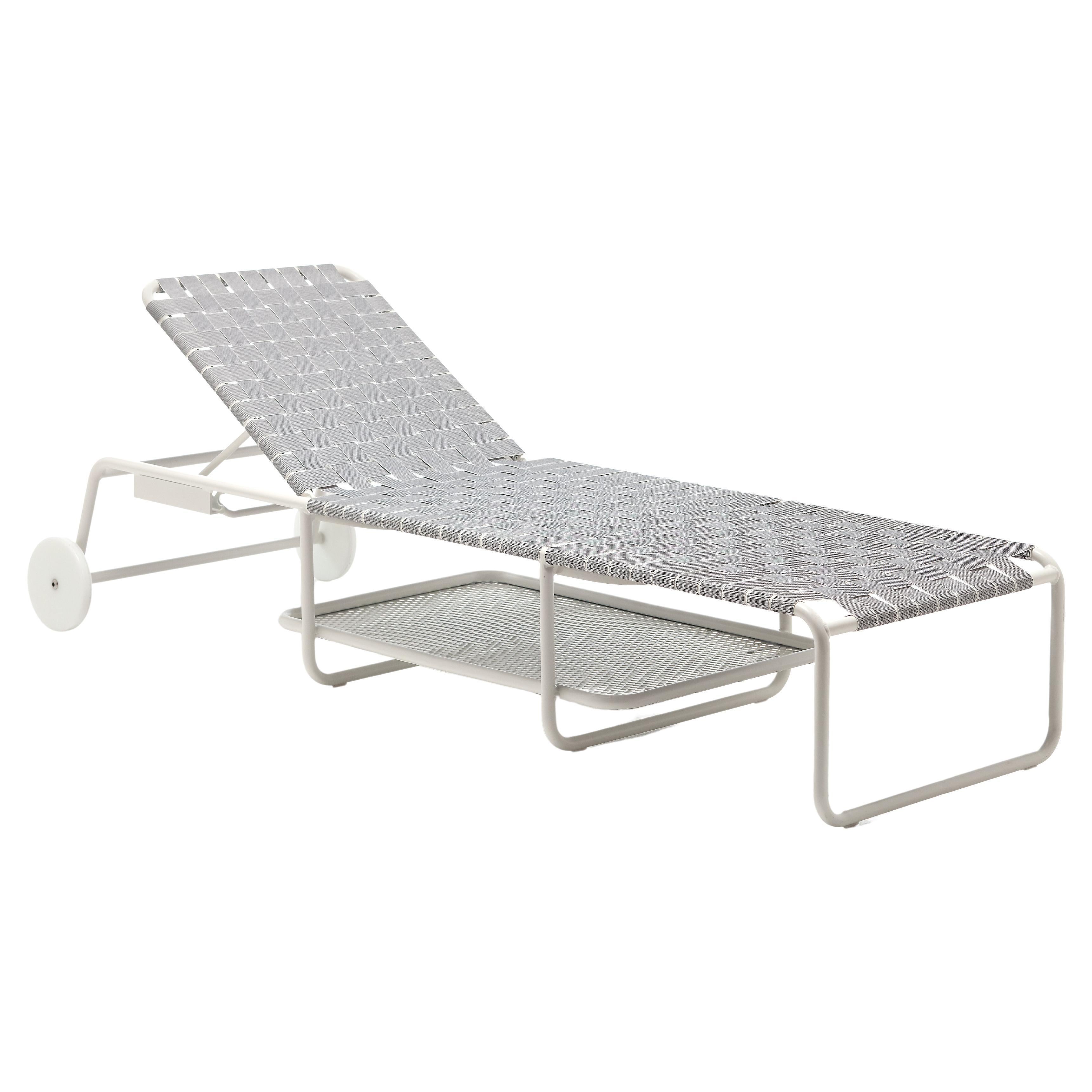 Gervasoni Inout Day Bed in Grey Elastic Belts with Matt White Aluminium Frame For Sale