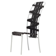 Gervasoni Inout Highback Chair in Black Elastic Belts Seat with White Aluminium