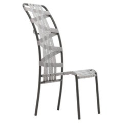 Gervasoni Inout Highback Chair in Grey Elastic Belts Seat with Sage Aluminium