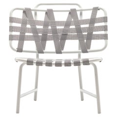 Gervasoni Inout Lounge Chair in Grey Elastic Belts Seat & White Aluminium Frame