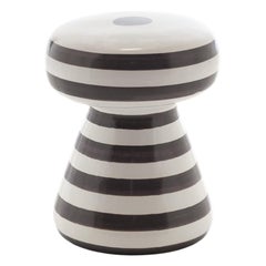 Gervasoni Inout Side Table in White Ceramic and Black Stripes by Paola Navone