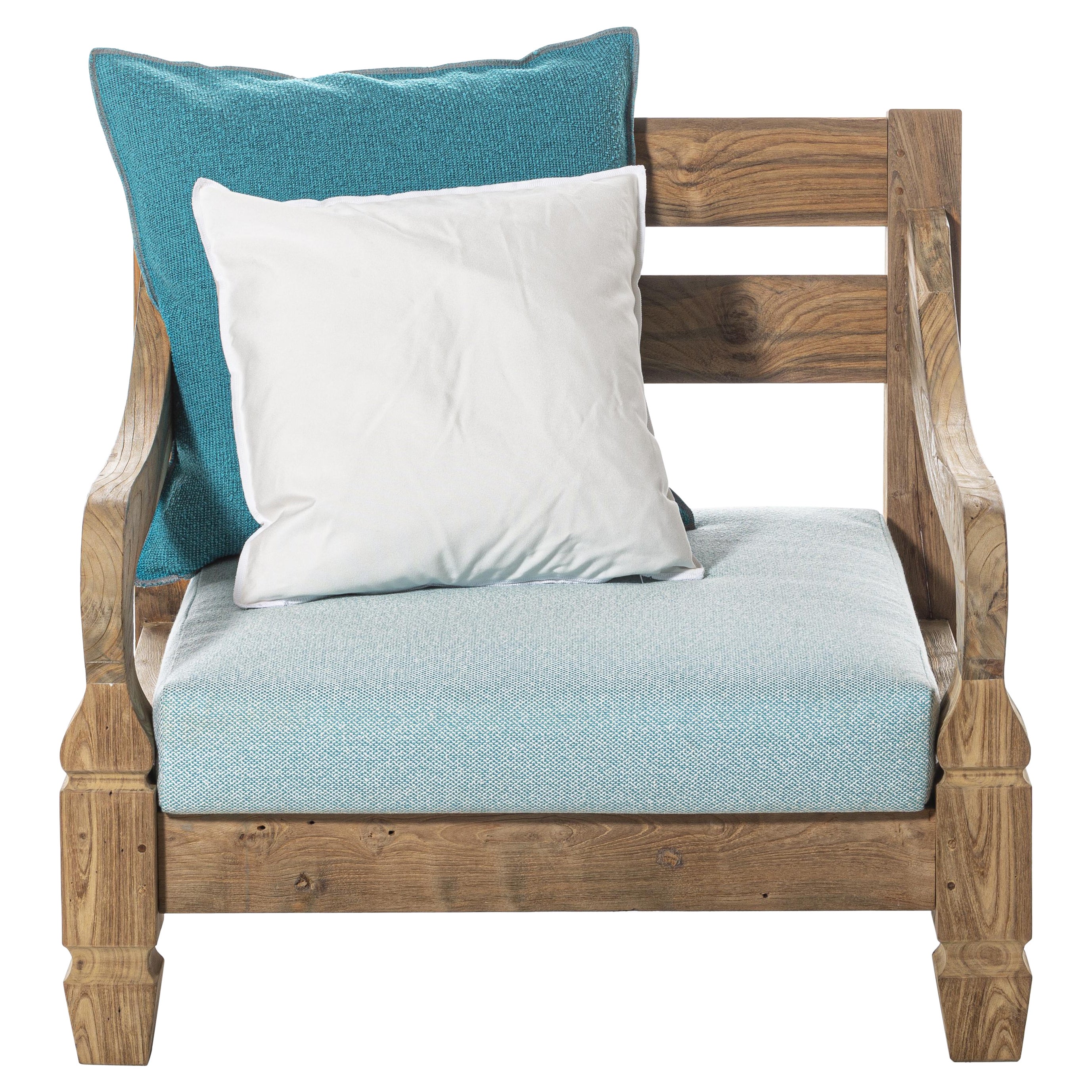 Poltrona Gervasoni Jeko 05 in tappezzeria Capri 06 e ECOTeak di Paola Navone