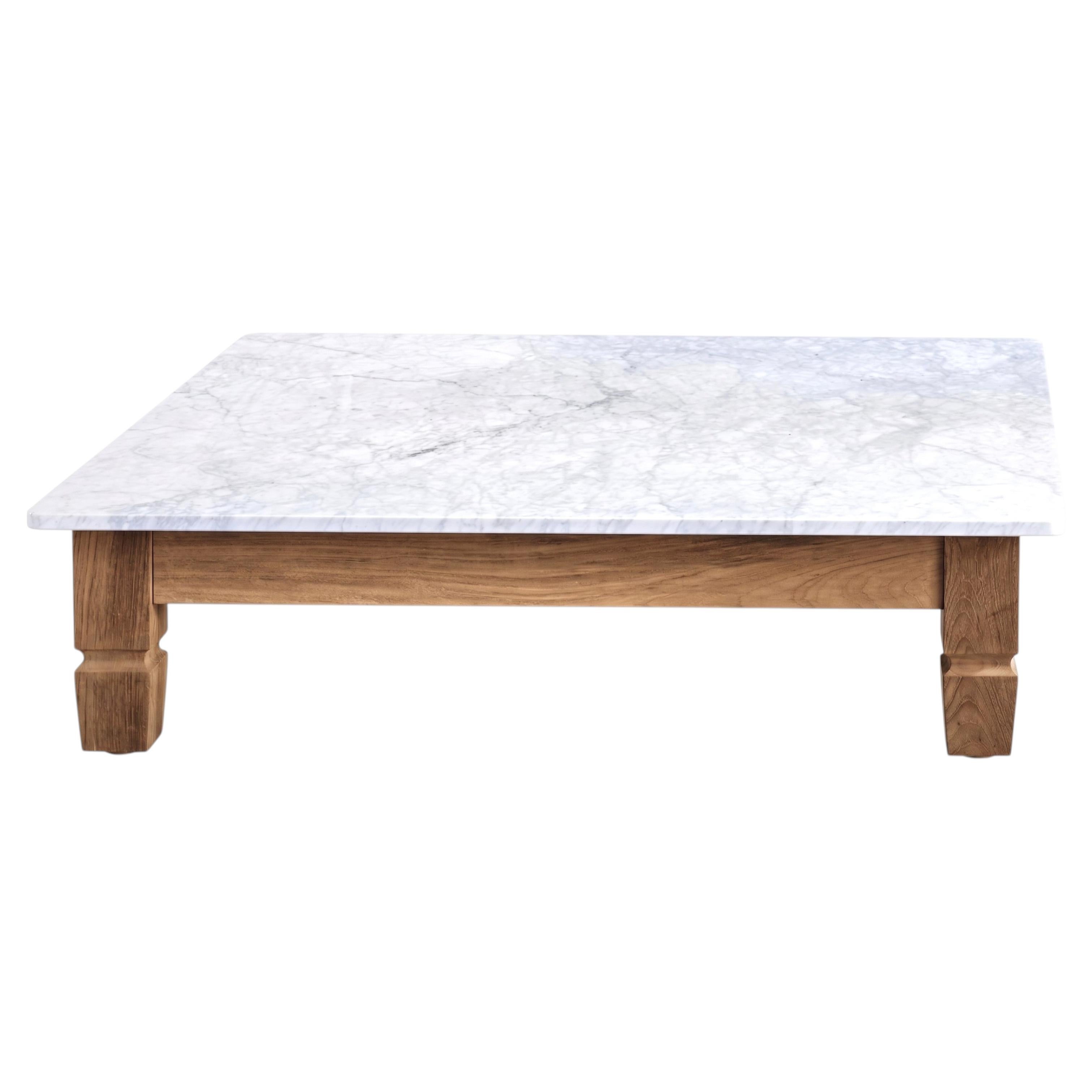 Gervasoni Jeko 11 Coffee Table - design Paola Navone - ECOTeak - Carrara marble