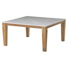 Gervasoni Jeko 31 Table - design Paola Navone - ECOTeak avec plateau en béton blanc