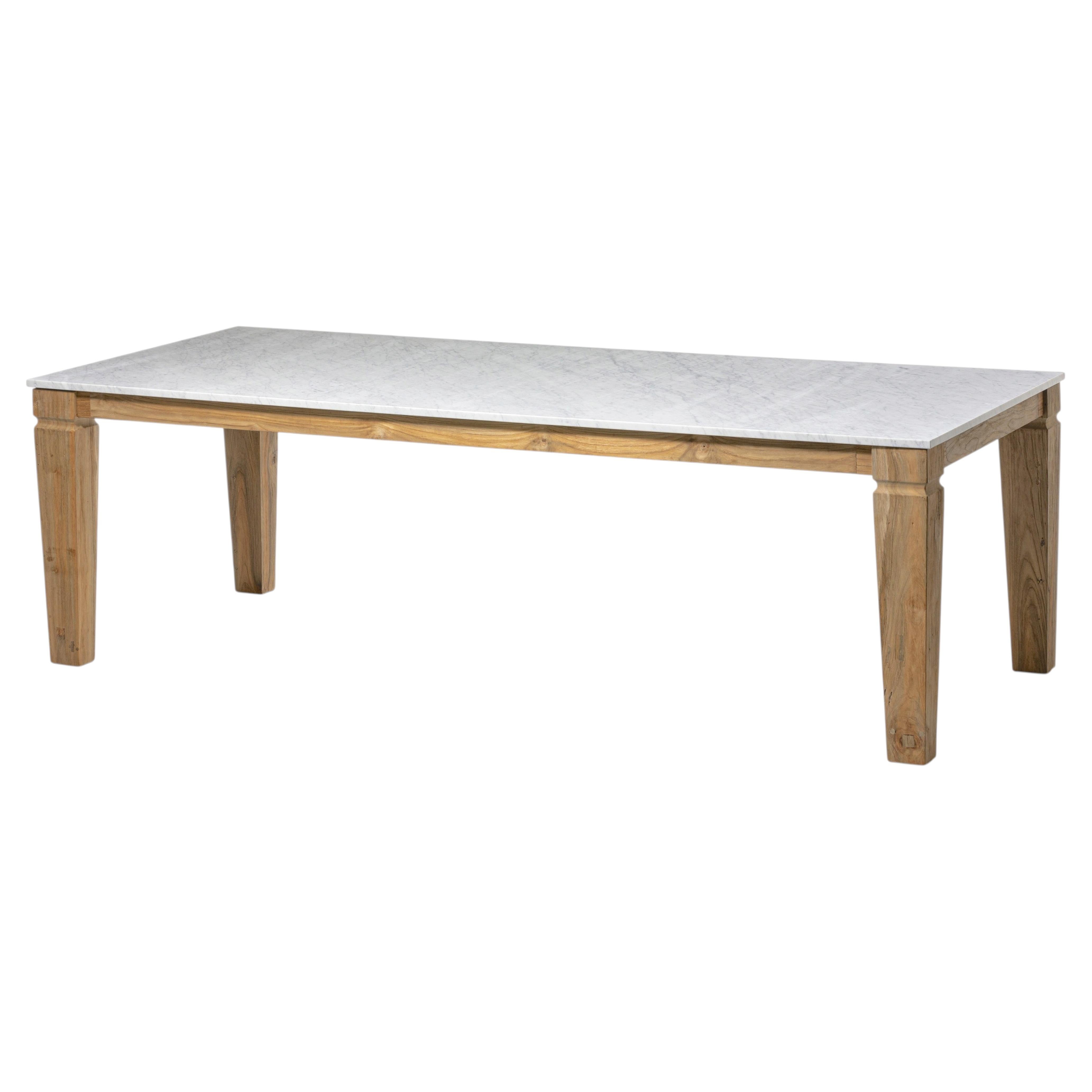 Gervasoni Jeko 33 Table - design Paola Navone - ECOTeak with Carrara marble top