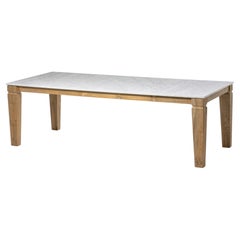 Gervasoni Jeko 33 Table - design Paola Navone - ECOTeak with Carrara marble top