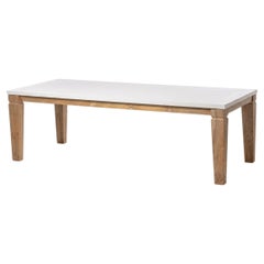 Gervasoni Jeko 33 Table - design Paola Navone - ECOTeak avec plateau en béton blanc