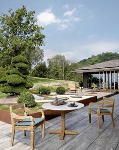 Gervasoni Jeko 35 Round table design Paola Navone ECOTeak - Carrara marble top