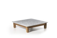 Gervasoni Jeko Coffee Table in ECOTeak & White Carrara Marble Top, Paola Navone