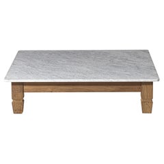 Mesa baja Gervasoni Jeko de ECOTeca y tapa de mármol blanco de Carrara, Paola Navone