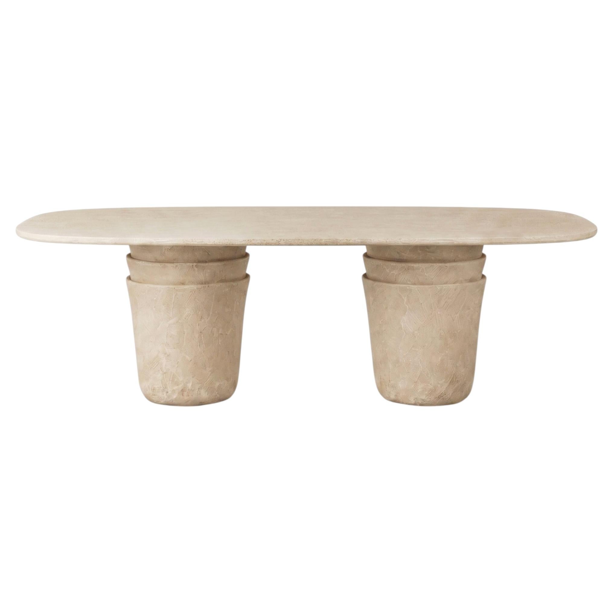 Gervasoni Kasane 33 Table - design Nendo, clay-finished structure - Sabbia