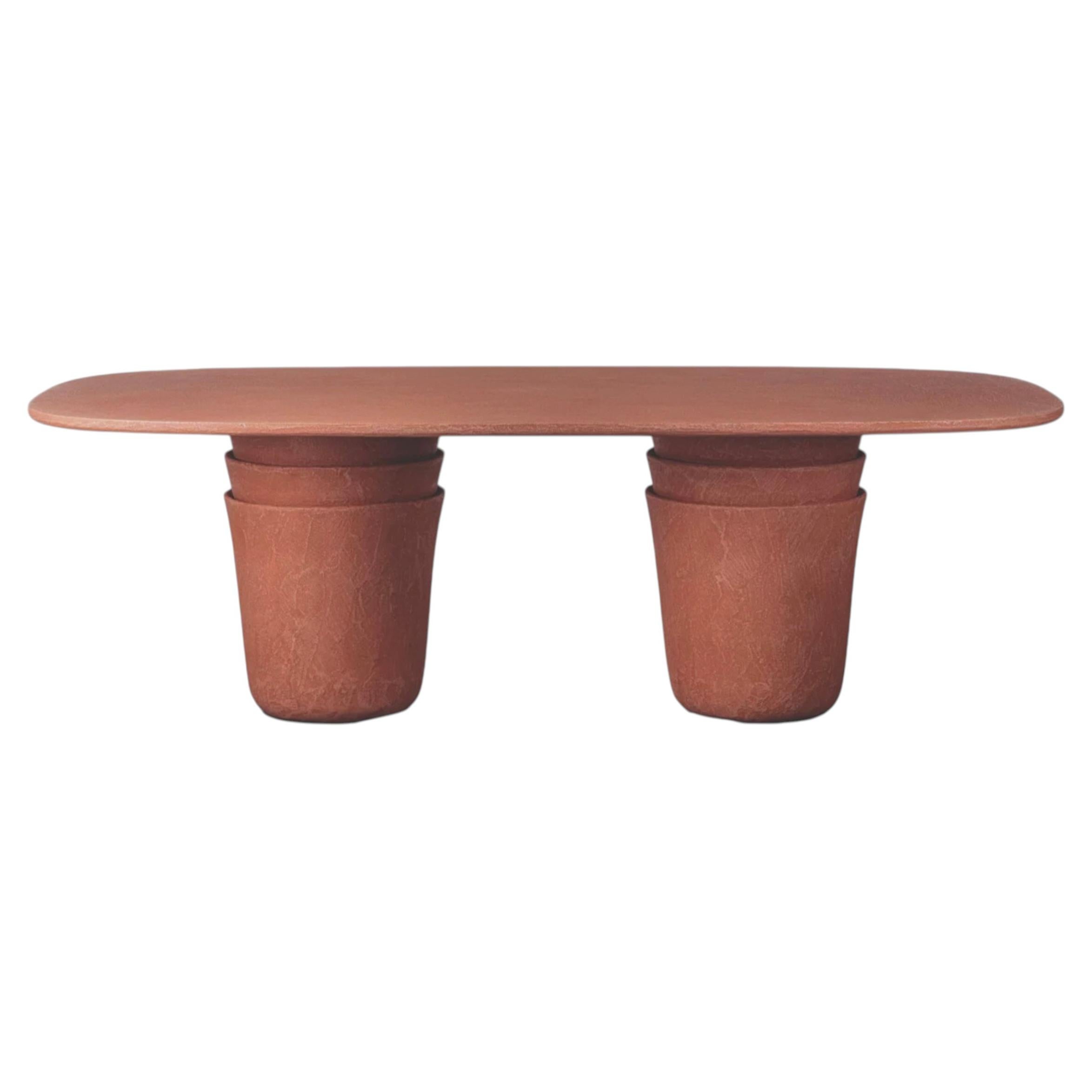 Gervasoni Kasane 33 Table - design Nendo, structure en terre cuite - Terracotta