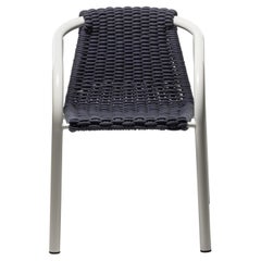 Gervasoni Ken Armchair in White Matt Lacquered Aluminium Frame with Grey Rope