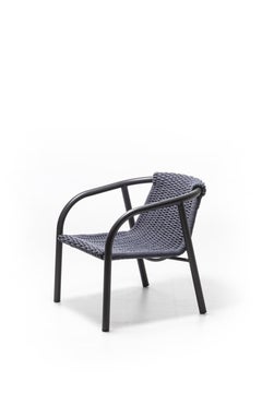 Gervasoni Ken Lounge Armchair in Grey Matt Lacquered Aluminium Frame & Grey Rope